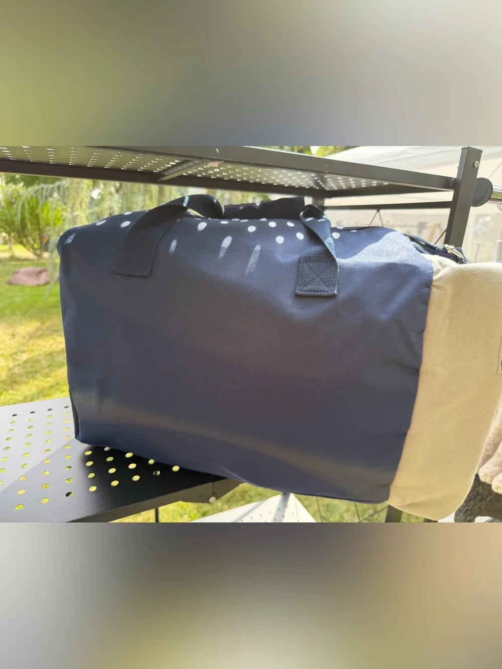 Tommy Bahama Navy and Gray Duffel with Shoulder Strap